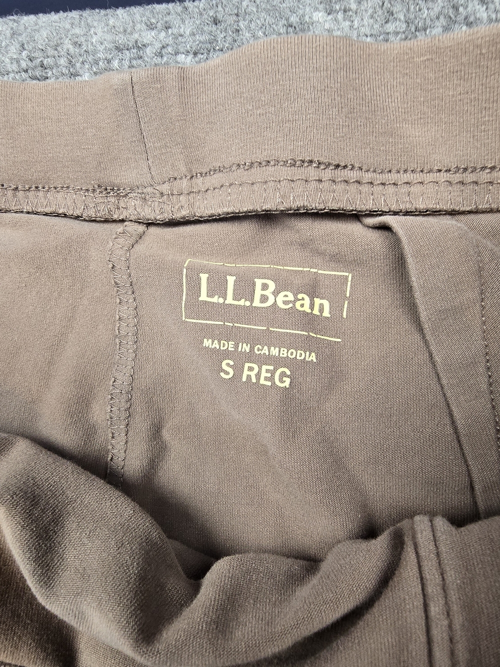 L.L.Bean Womens Small Wide Leg Knit Pants Taupe Elastic Waist Lounge Pockets - Picture 2 of 5